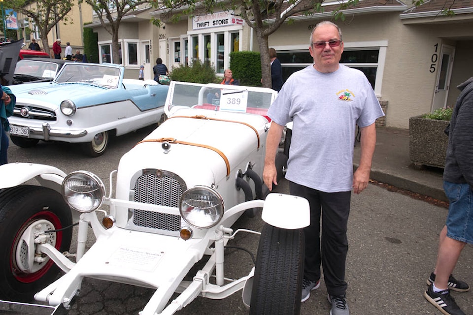 Mike Readman, from Qualicum Beach, was excited to be able to show his 99-year-old Peerless Speedster at the June 19, 2022 Seaside Cruizers car show for the first time since he moved into town about two years ago. (Kevin Forsyth photo)