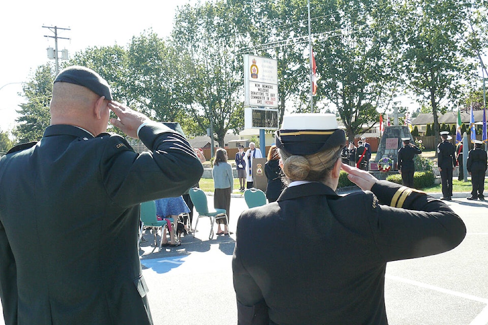 More than 60 people attended a memorial service for the queen on Monday at the Royal Canadian Legion Aldergrove branch. (Dan Ferguson/Langley Advance Times)