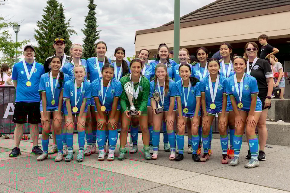 The Coastal FC U15 girls soccer team at provincials, where they won gold. They travel to Alberta Aug. 14-18 to compete at nationals.