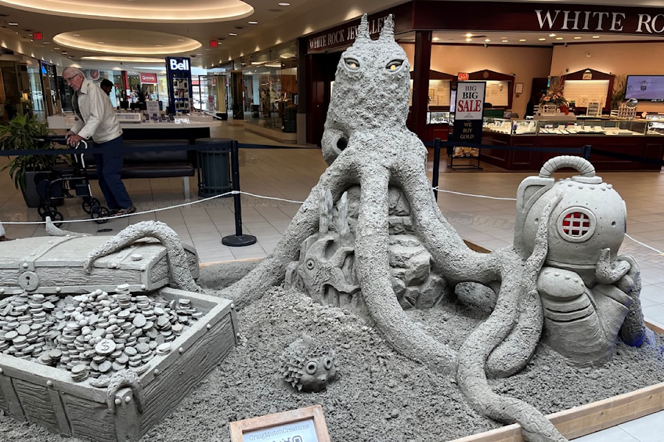 An underwater seascape created by well-known sand sculptor Craig Mutch is on display at Semiahmoo Shopping Centre until Sept. 2. 