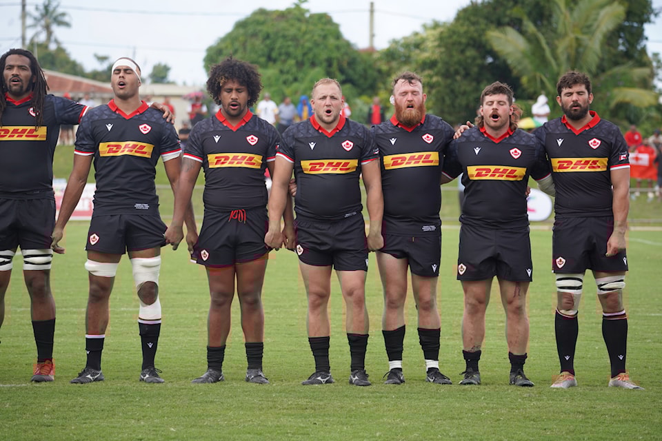 91ԭ's Liam Murray (centre) plays prop for Canada’s Men’s Rugby Team. They compete in the Ottawa summer fixtures vs. Scotland and Romania July 6 and 12.