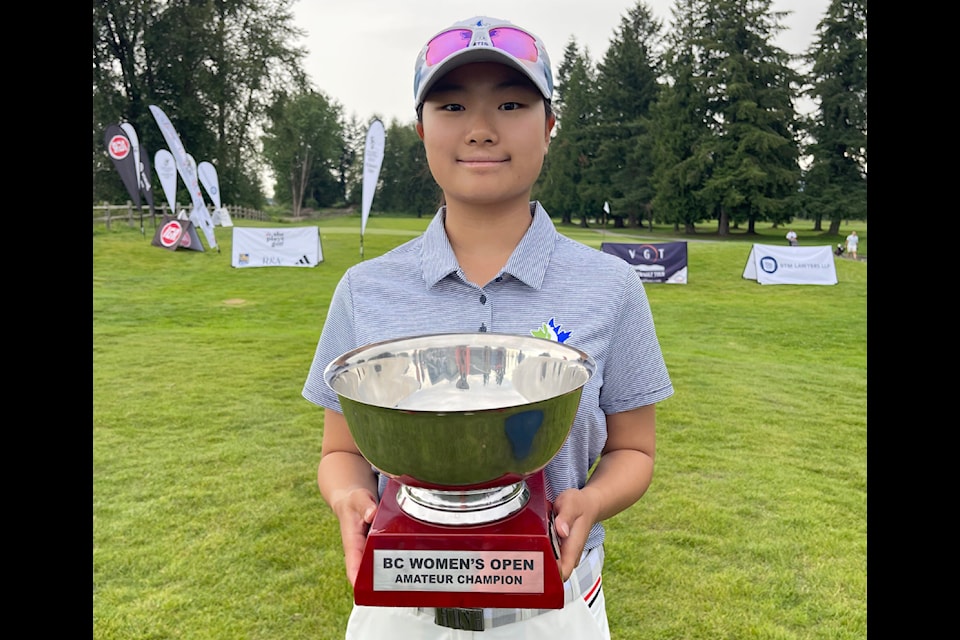 South Surrey golfer Ha Young Chang, 16, with her BC Women's Open first-place trophy.