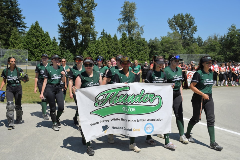 South Surrey White Rock Minor Softball Association's Thunder 05 team were official hosts of the 2024 U19B BC Provincial Championship banner, hosted in South Surrey July 19-21.