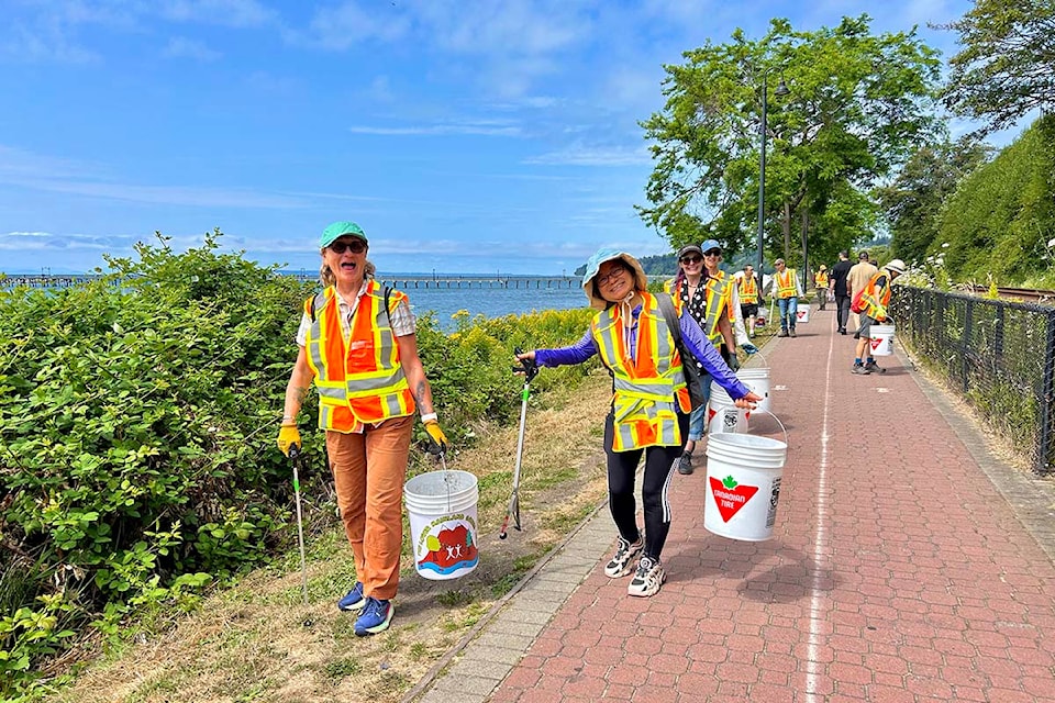 The Lower Mainland Green Team held their first beach and street cleanup of litter in White Rock on Sunday, July 28.