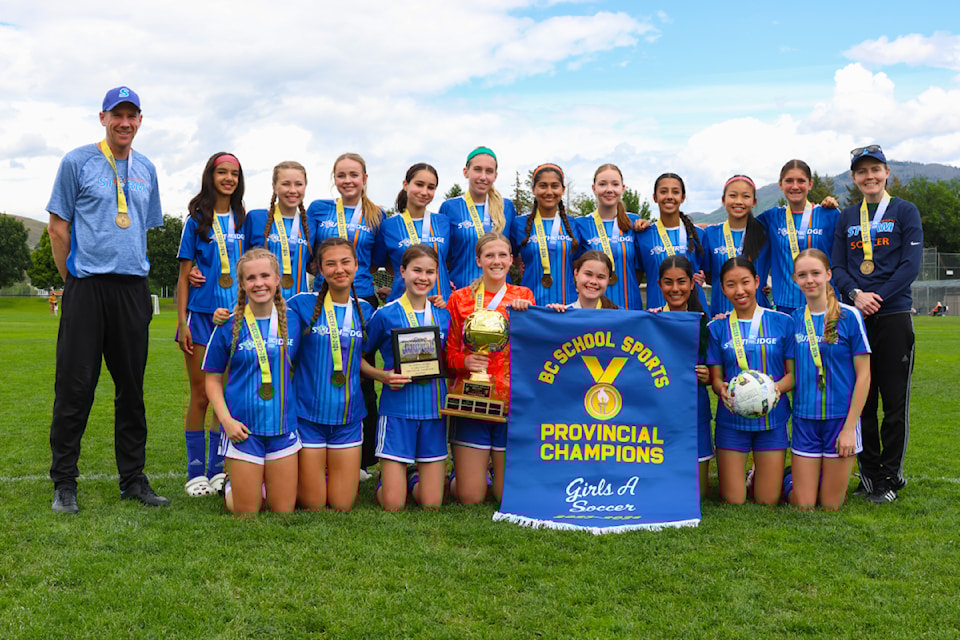 Southridge Secondary's senior girls 'A' soccer team brought home the winning banner after winning gold at provincials this year.