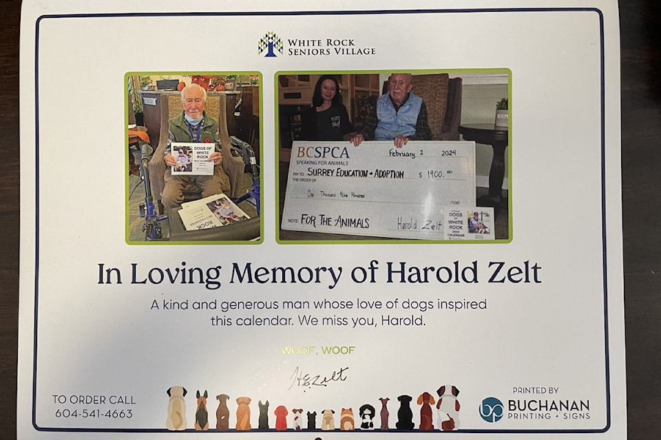 The 2025 Dogs of White Rock calendar is now available, dedicated to the senior whose love of dogs first inspired the project five years ago.