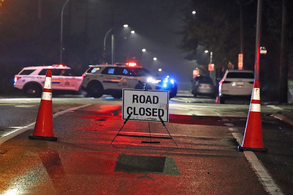 A pedestrian was struck by a vehicle in Surrey at 60 Avenue and 188 Street Monday night. Surrey RCMP continue to investigate. 