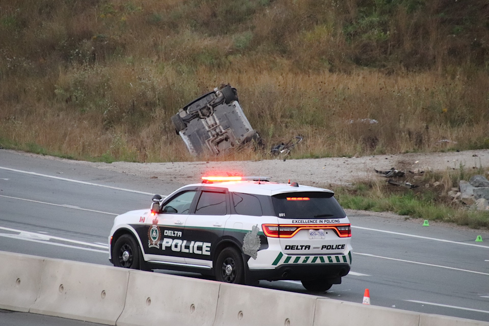 Delta Police responded to a single-vehicle rollover crash at Highway 17 at the Highway 91 Connector early Sunday morning (Sept. 8). 
