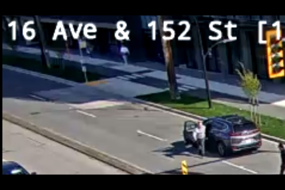 White Rock RCMP have issued CCTV images of the suspect in an assault on two seniors in a crosswalk
