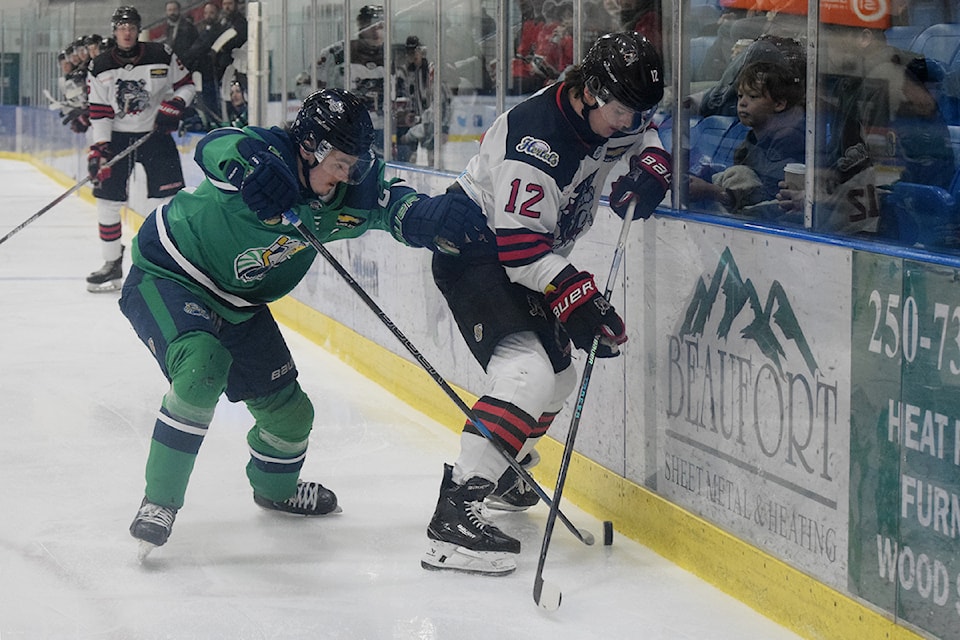 Surrey Eagles in action vs. Alberni Valley Bulldogs in Game 3 April 8 in Port Alberni.