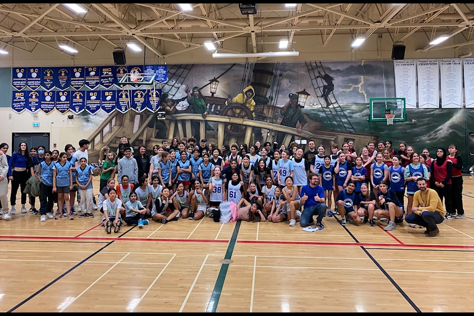 Some of the athletes who participated in Earl Marriott Secondary's annual Grade 7 basketball championship this year.
