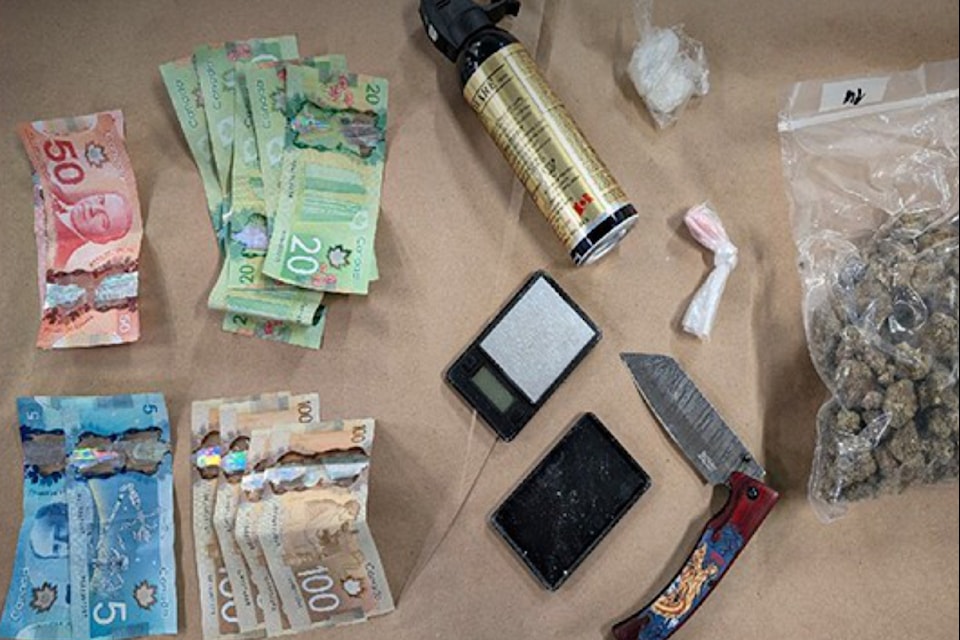 Bear spray, knives, cash and more were seized in March 2025 throughout the Lower Mainland by a police gang enforcement team.