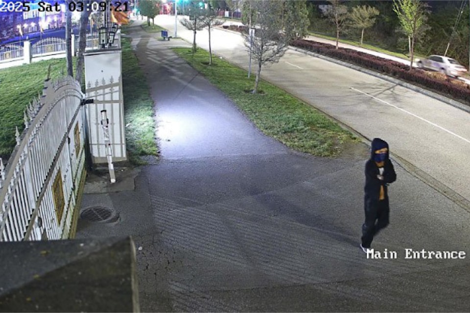 Police released images of the suspects believed to have vandalized Surrey's Shree Lakshmi Narayan Mandir on April 19, 2025.