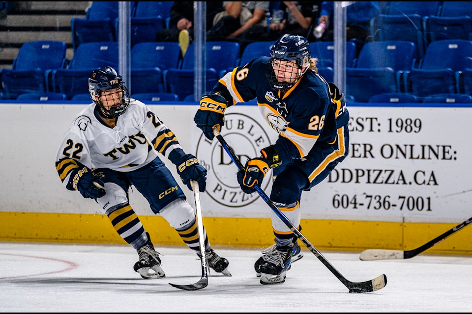Grace Elliott in action during a UBC Thunderbirds vs. Trinity Western University Spartans  during U Sports Canada West action at UBC Doug Mitchell Thunderbird Sports Centre in Vancouver last October.