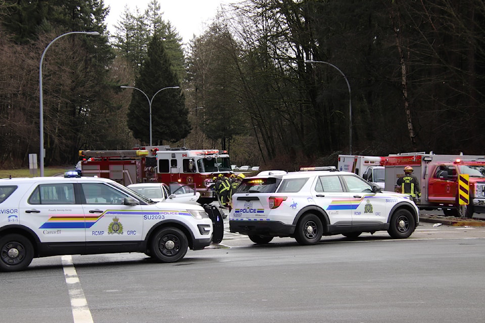 Surrey police investigate a serious, multi-vehicle collision in Surrey Sunday (Feb. 23).