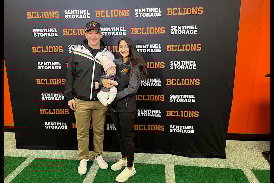 Sean Whyte with his wife and three-month-old daughter.