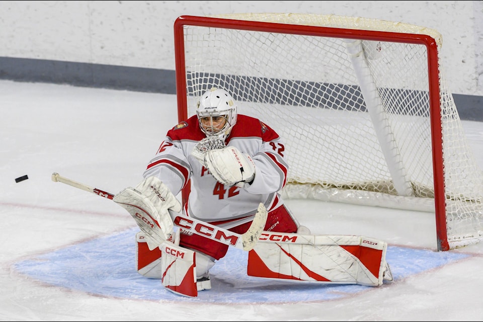Former Surrey Eagles netminder Ajeet Gundarah is a big reason why the Sacred Heart Pioneers men's hockey team is off to a great start this season. 