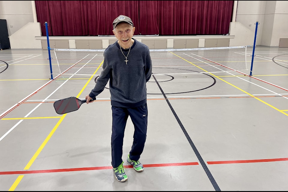 White Rock resident Stan Fryer, 98, still teaches — and plays — pickleball on a weekly basis at Peace Portal Church in South Surrey. The active senior also dances weekly as well.