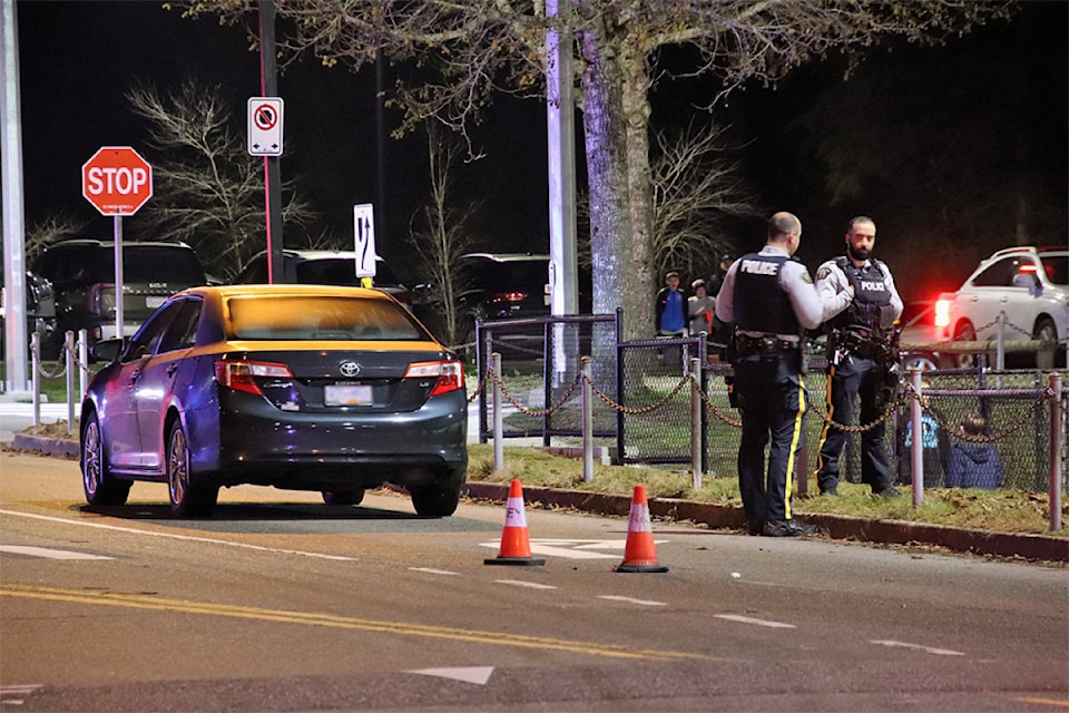 A child is OK after being struck by a car at South Surrey Athletic Park Wednesday (Jan. 15).