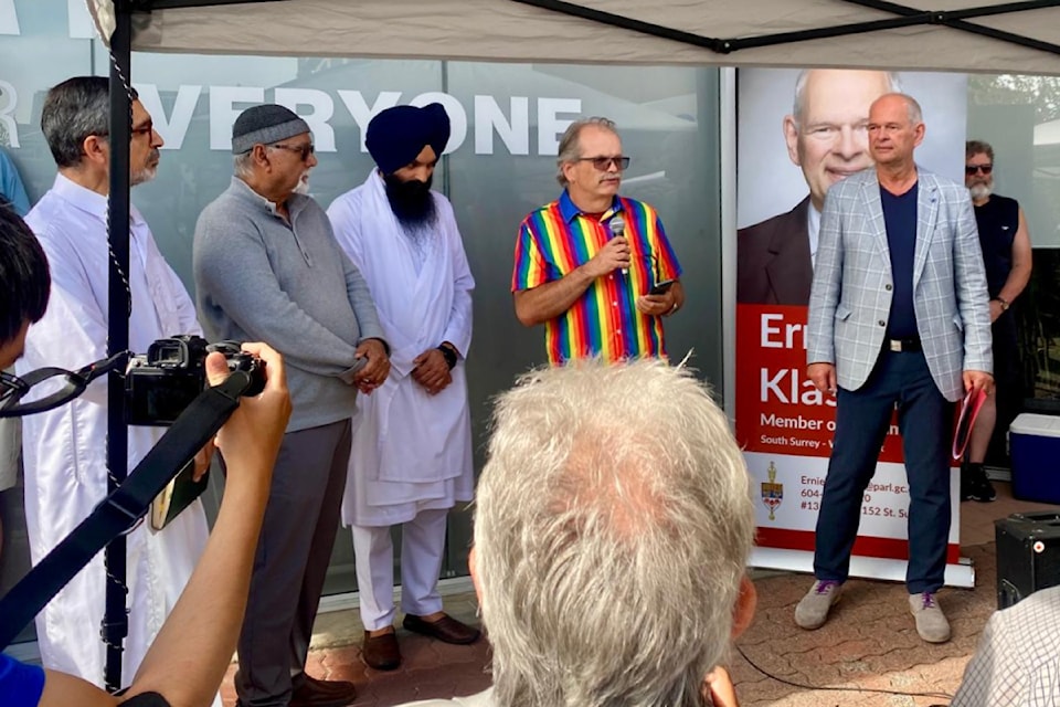 South Surrey-White Rock MP Ernie Klassen (right) is joined by some of the community's faith leaders at the July 4 opening of his constituency office.