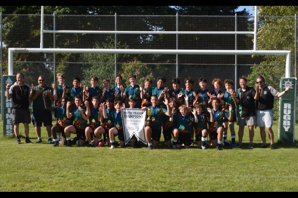 Earl Marriott Secondary's Grade 8 rugby team won both the Surrey and South Fraser Championship this year.