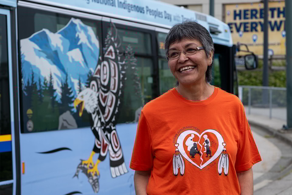 South Surrey artist Rose Tashoots was selected to put her own personal touch on a TransLink bus, by designing 'wrap' art to mark National Indigenous Peoples Day and National Indigenous History Month.