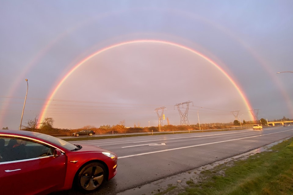 This double-rainbow was captured Sunday (March 9, 2) – a colourful sight worth pulling over for.