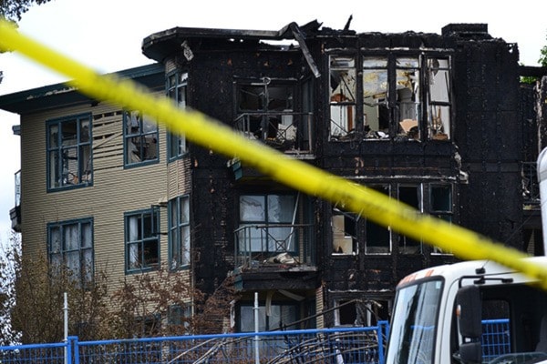 Aftermath of Sunday's fire at Five Corners.