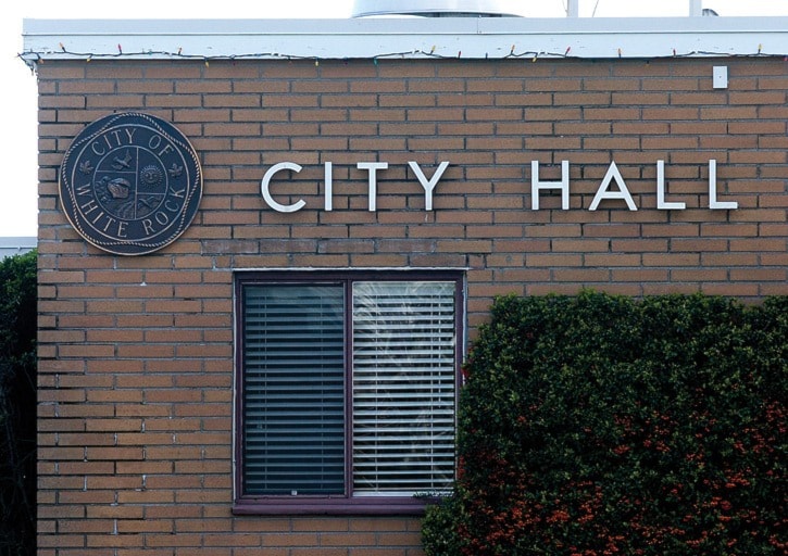 Outside of White Rock City Hall for letters page.