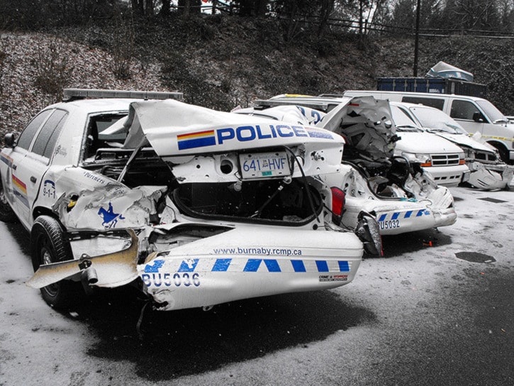 23120burnaby131211-SmashedRCMPcruisers