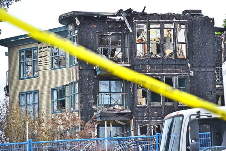 Aftermath of Sunday's fire at Five Corners.