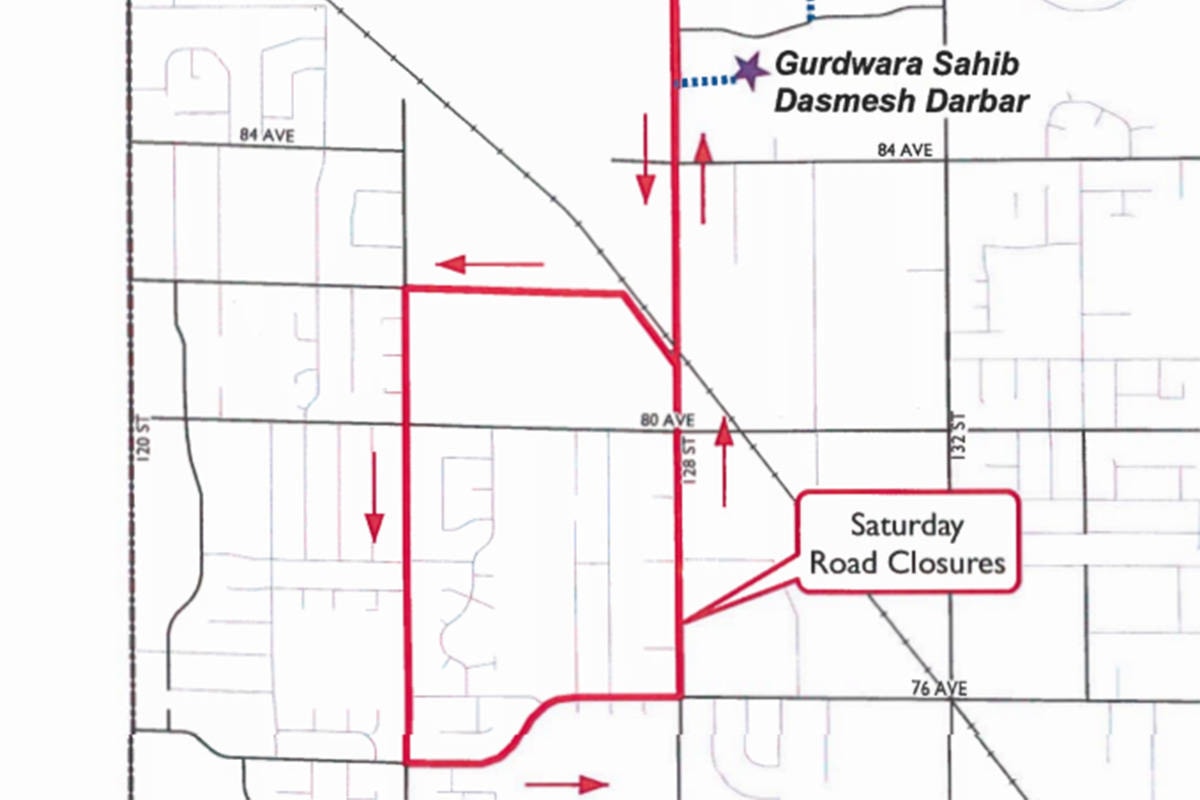 MAP Road closures for Surrey Vaisakhi Parade this weekend Peace Arch