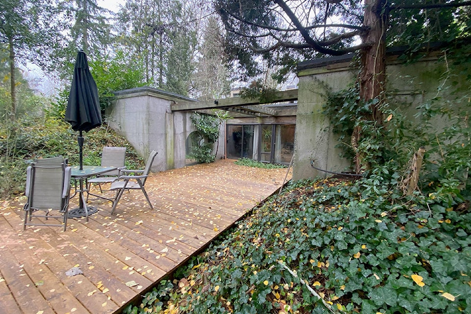 The South Surrey ‘Underground House’ includes skylights and just one side ‘window’ – this glass door that leads out to a patio. (Contributed photo)
