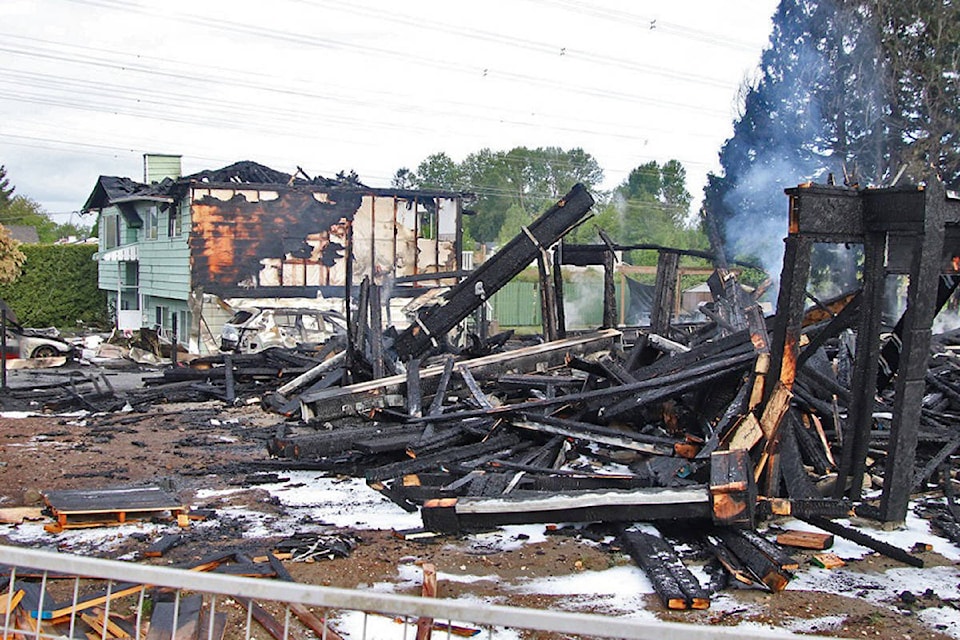 Surrey RCMP are investigating two ‘suspicious’ fires in Newton Sunday morning. (Shane MacKichan photos)