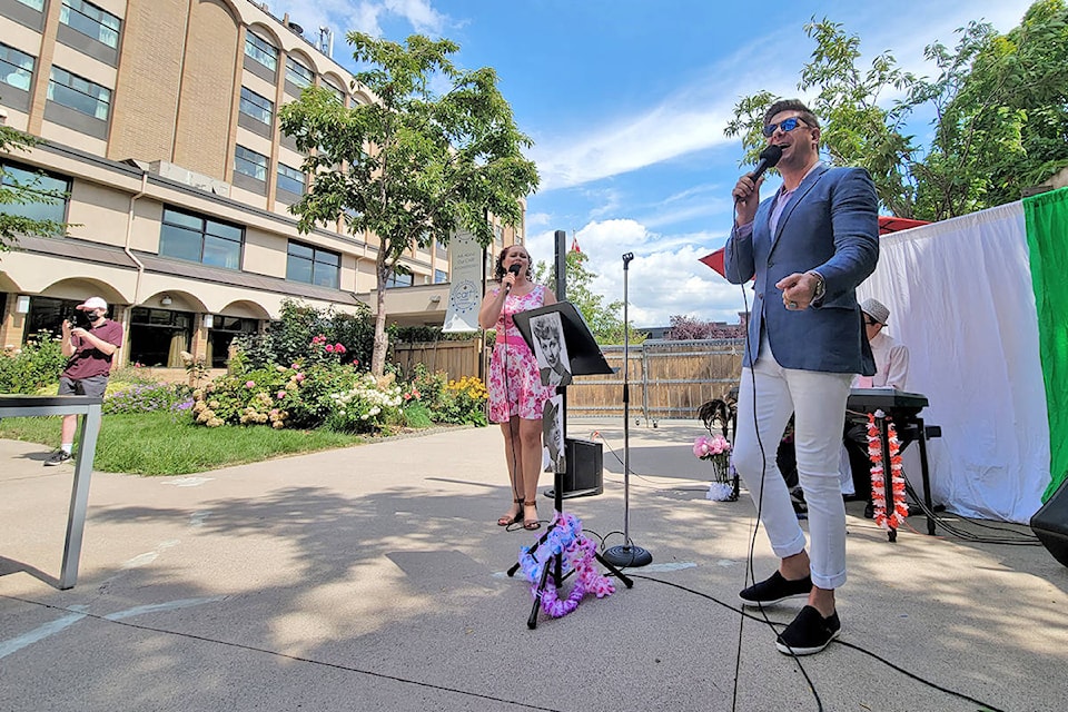 Mad Jazz performed for residents of the Langley Lodge seniors residence on Monday, Aug. 8. as part of an initiative to bring free concerts to seniors during the pandemic. (Dan Ferguson/Langley Advance Times)