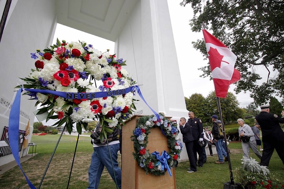 An unofficial ceremony at Peace Arch Park on the 20th anniversary of 9/11. (Lauren Collins file photo)