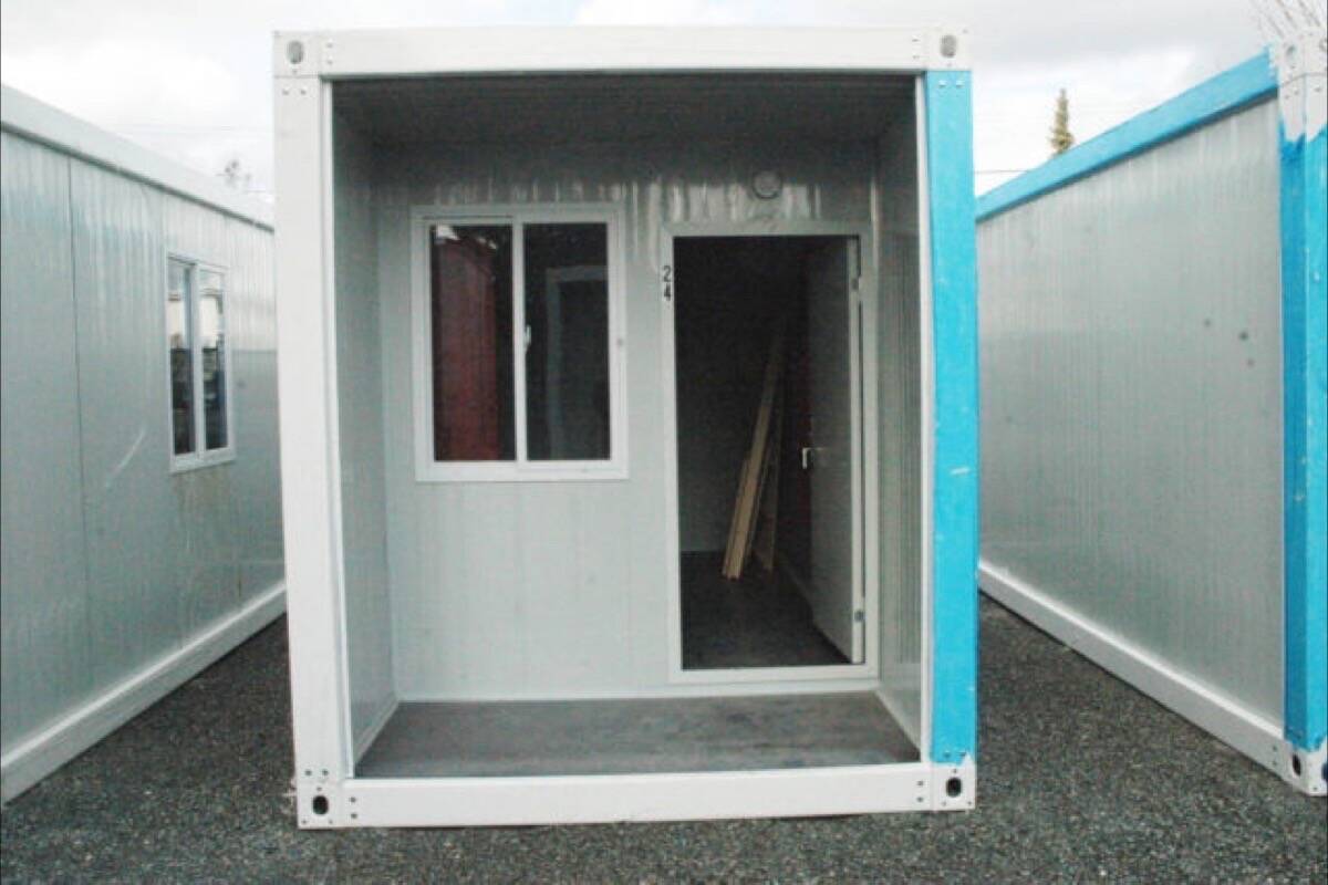 One of the City of Duncans 34 sleeping cabins housing vulnerable people on Trunk Road. (Black Press Media file photo)