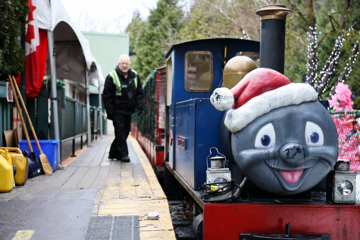 Eero Kuitunen, the train conductor of the Christmas Train at Bear Creek Park in Surrey on Saturday, Dec. 10, 2022.(Photo: Anna Burns)