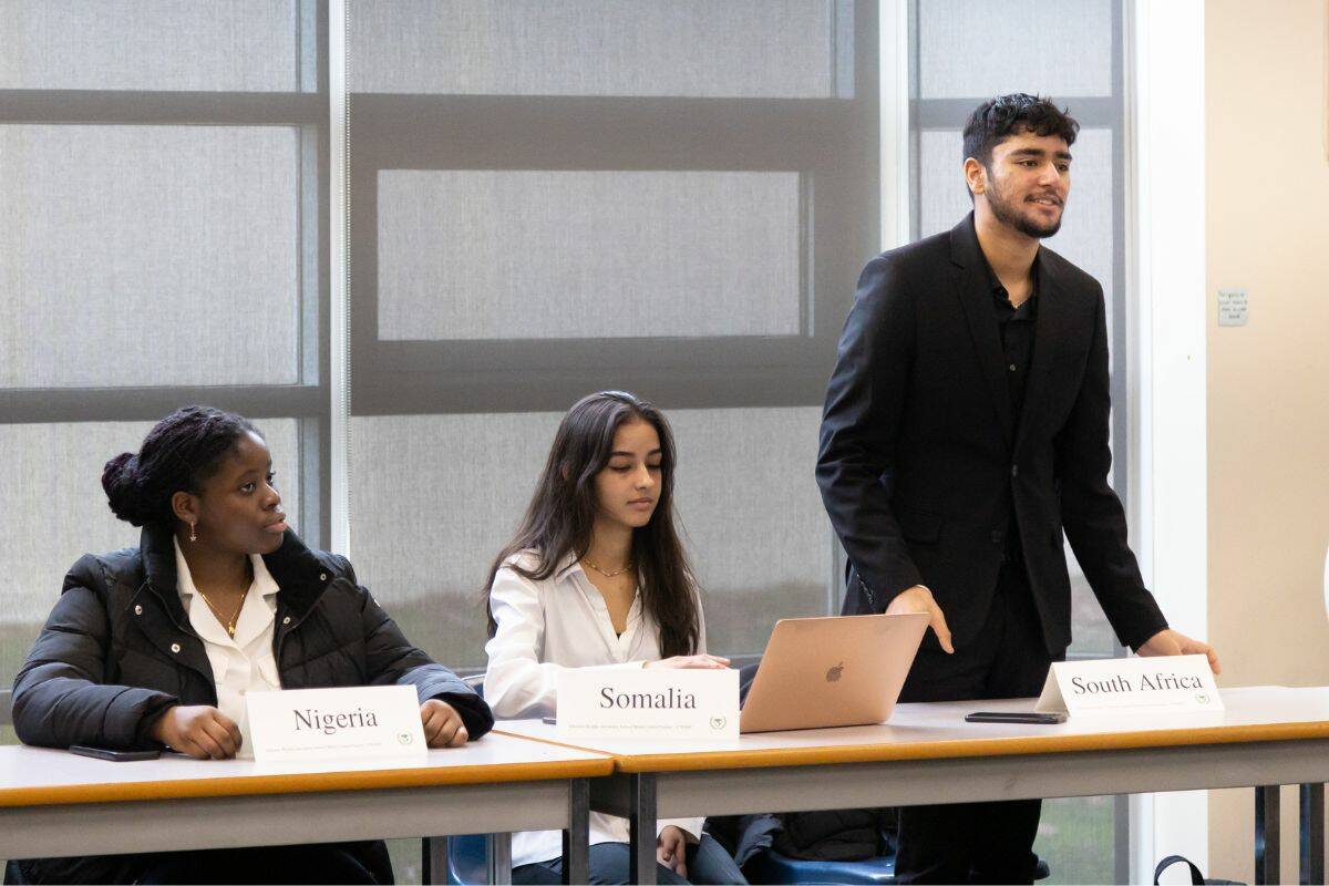 Secondary students from 17 different schools in Surrey, White Rock, and Langley debated global affairs at a Model United Nations on Saturday (Feb. 11) at Johnston Heights Secondary. (Photo: Anna Burns)