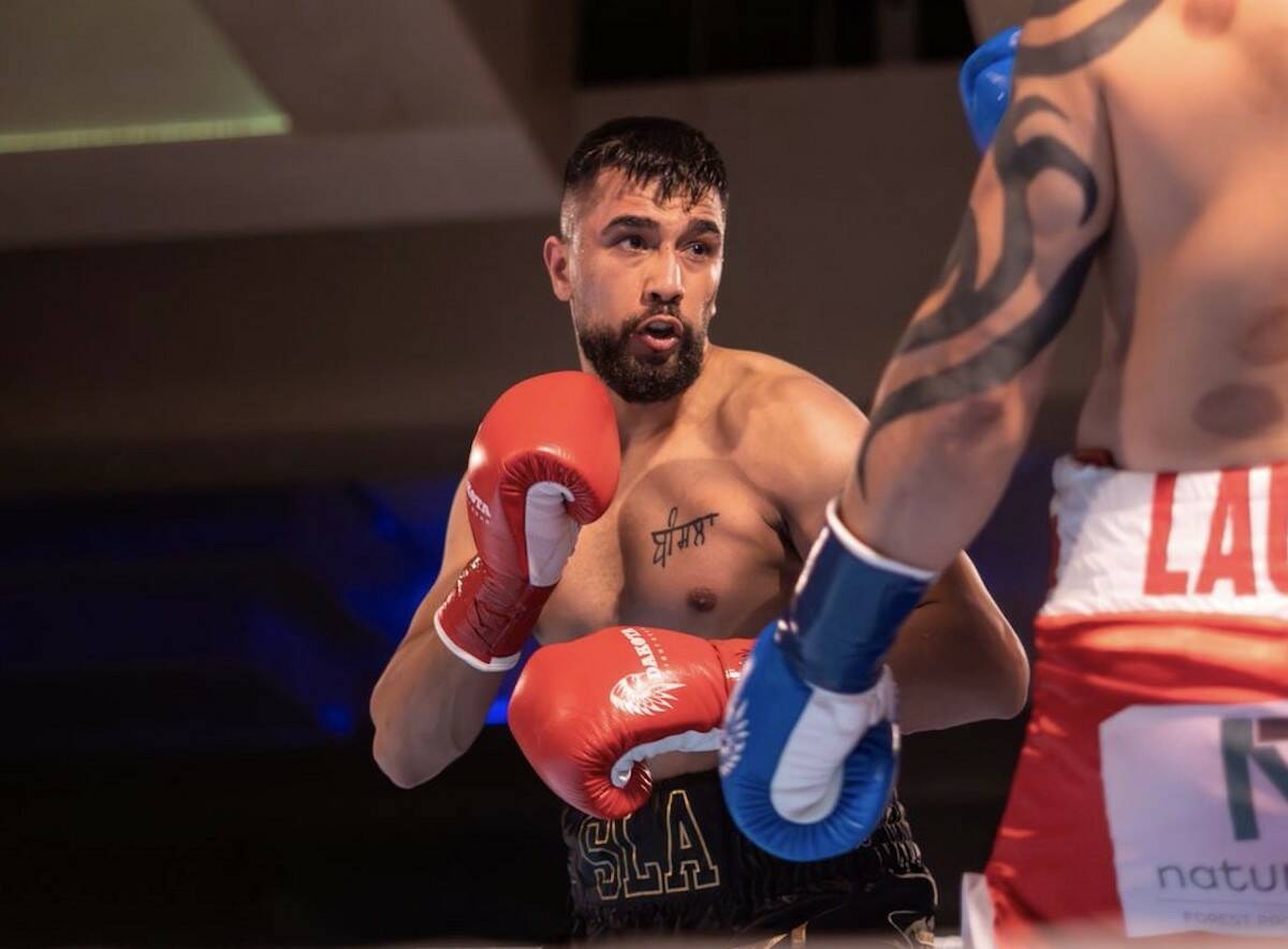 Buneet Bisla boxes Mexican opponent Fernando Galvan on May 12 at Surreys Taj Park Convention Centre. (Submitted photo)