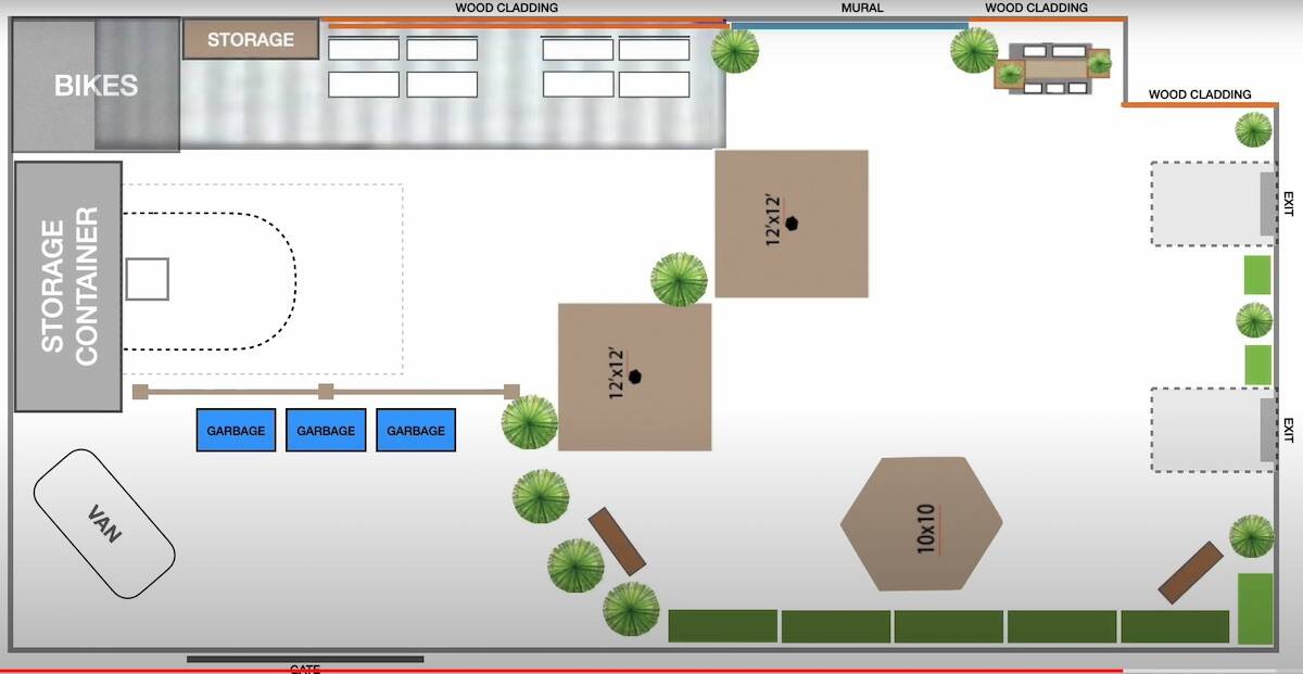 Renovation plans for the Cove shelter courtyard in Whalley, as seen in video about the project. (Youtube.com)