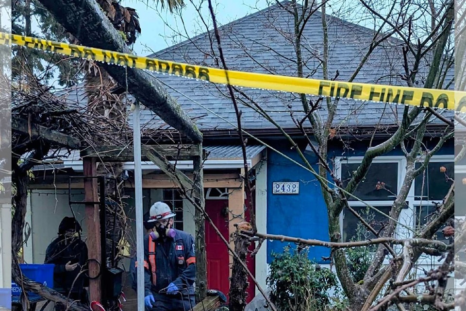 Firefighters inspecting the Janzen's house on Amelia Avenue in Sidney after it burned from the inside on Monday (Dec. 16) afternoon.