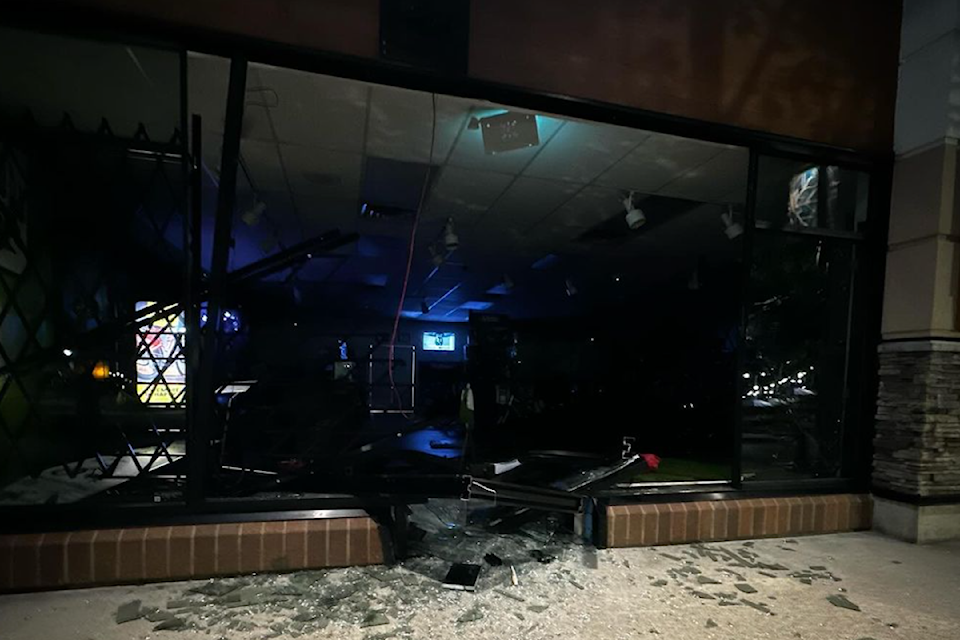 Ride the Glide in Saanich has their storefront smashed by a suspect driving a stolen forklift at 1:30 a.m. Thursday morning, July 18.