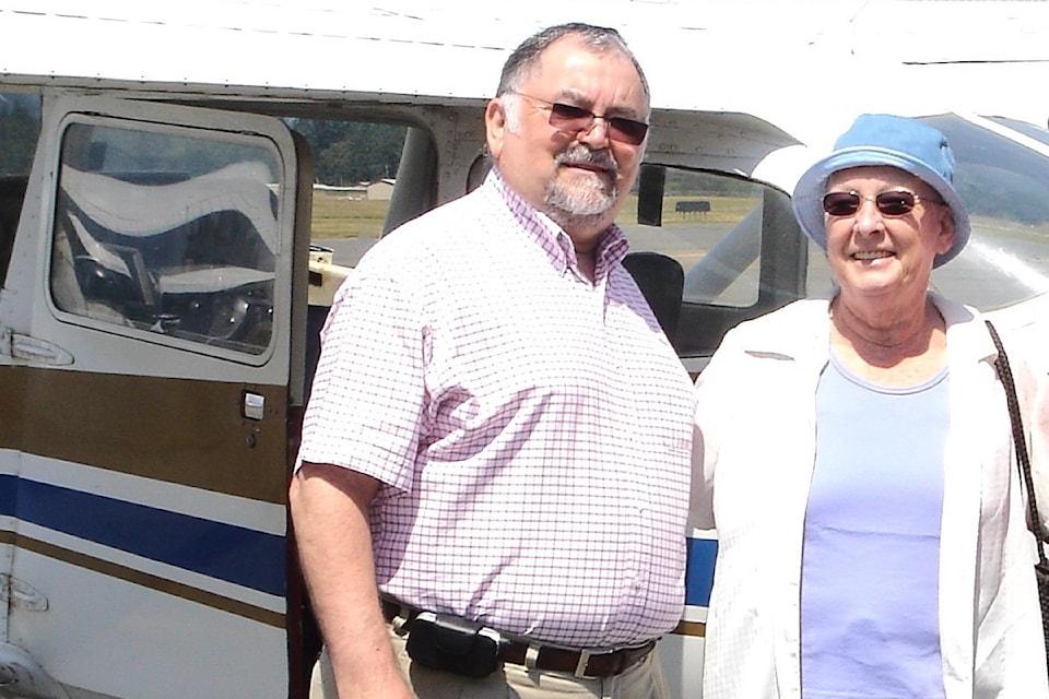 Angel Flight president and CEO Jeff Morris with a client before for a flight.