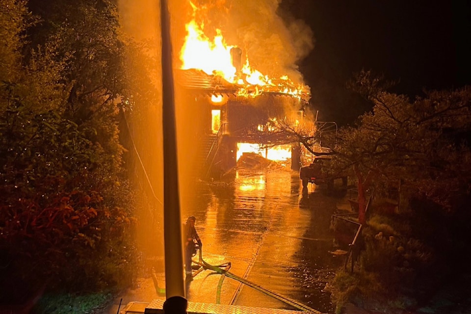 North Saanich fire crews battle a blaze early Sunday (June 8) morning.