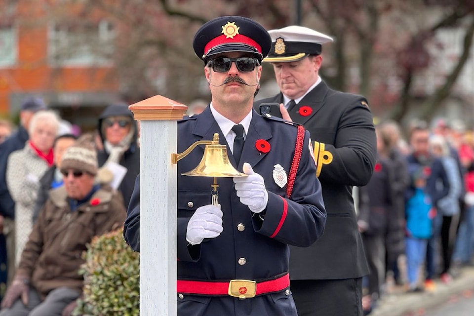 A bell tolls for every soldier's name called out during the ceremony held in Sidney.