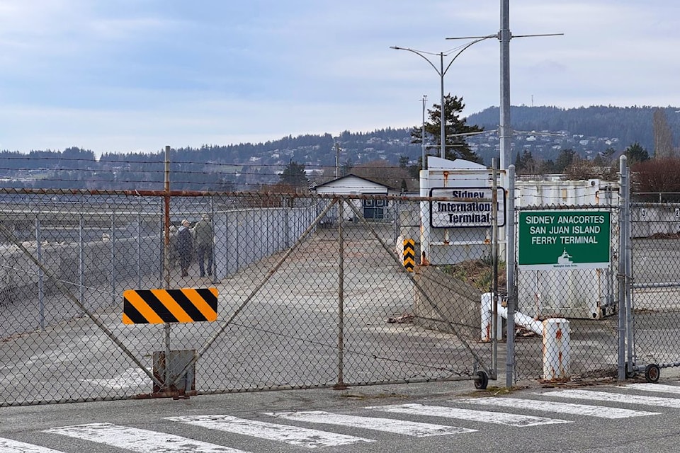 The Sidney-Anacortes Ferry Terminal near downtown Sidney stands deserted. 