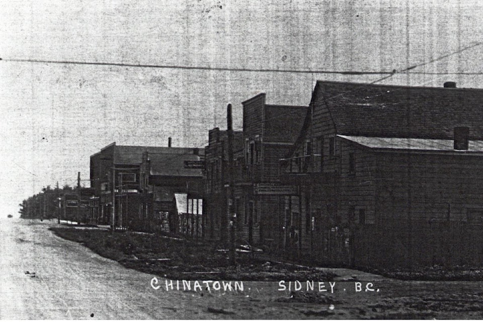  View of Sidney's Chinatown c.1913. The Chinese Canadian community occupied a block on Beacon Avenue from 1909 to 1935.