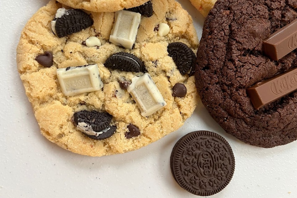 The jumbo cookies are shown here with a regular sized oreo cookie.