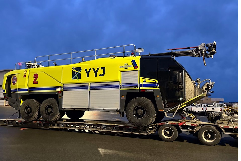 The $2M fire truck has arrived at Victoria International Airport before Christmas and is ready for action in 2025.